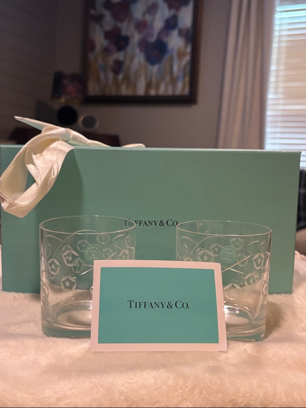 ✨Live Show Listing✨ Tiffany & Co. Tiffany Blue Engraved Crystal Tumblers - Blue